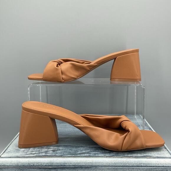 NEW Open Edit Women’s Cora Block Heel Mules Tan Size 9M - Picture 1 of 10